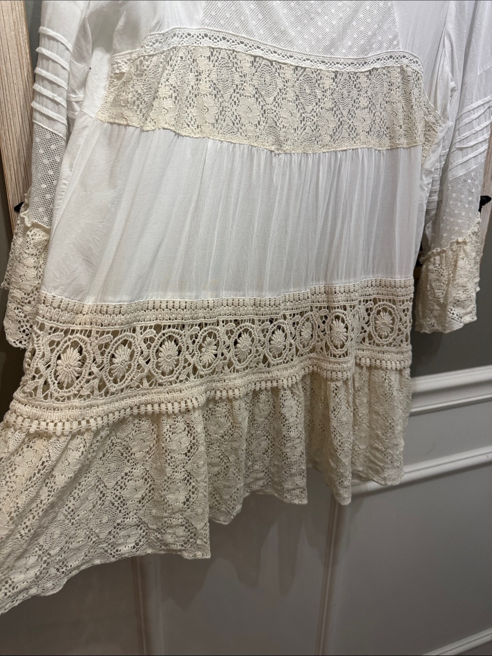 Ivory Crochet Lace Boho Tunic L - Picture 11 of 13